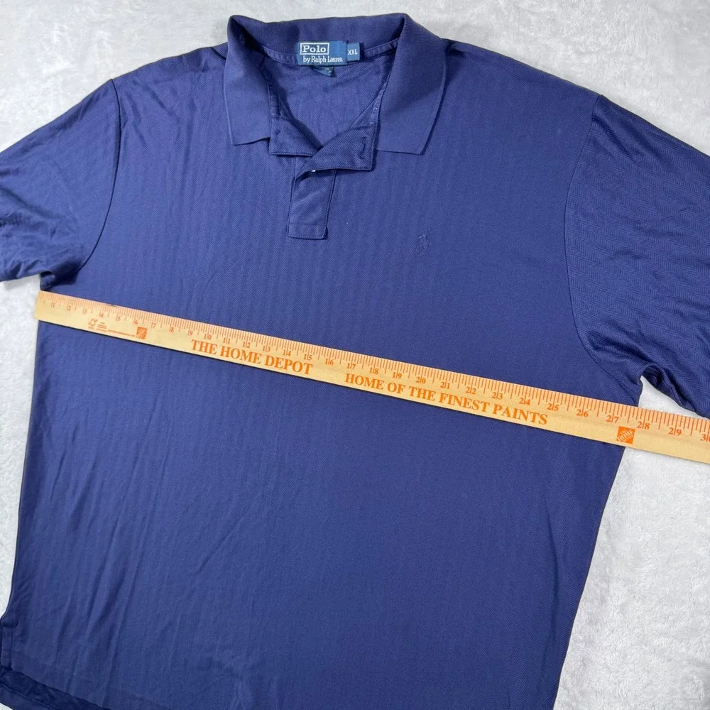 Polo Ralph Lauren Men's XXL Navy Blue Pima Cotton Herringbone Short Sleeve Polo